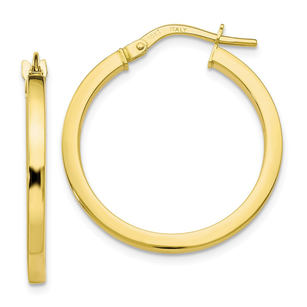 2mm Square Tube Round Hoop Earrings in 10k Yellow Gold, 24mm, Item E12514 by The Black Bow Jewelry Co.