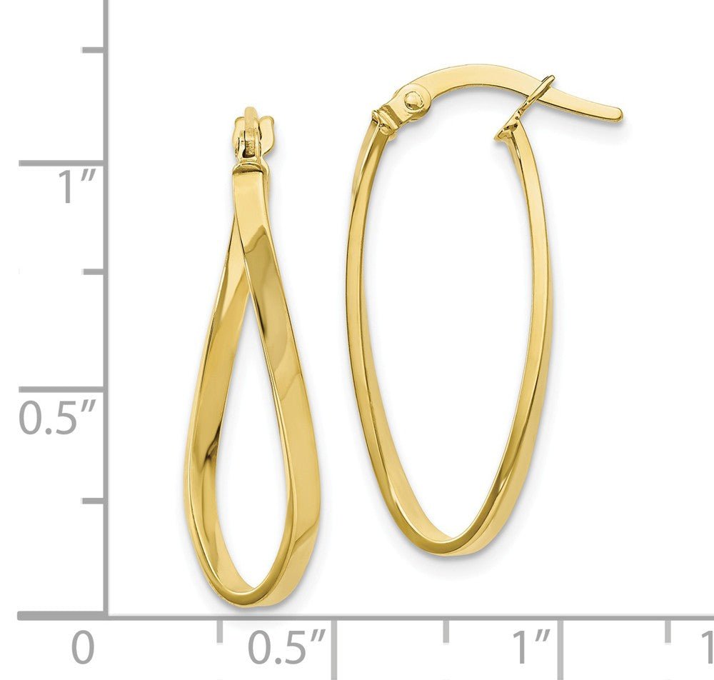 Alternate view of the 1.8mm Twisted Oval Hoop Earrings in 10k Yellow Gold, 26mm (1 Inch) by The Black Bow Jewelry Co.
