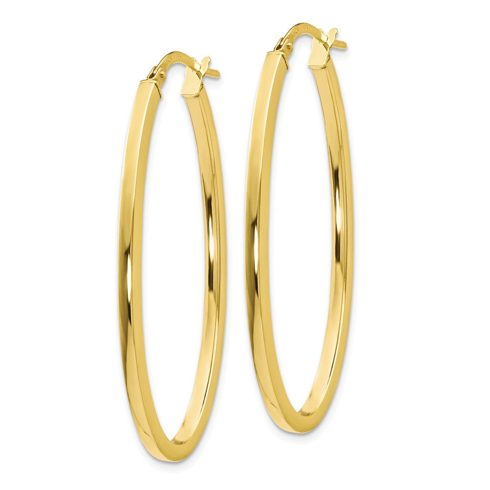 Alternate view of the 2mm Oval Hoop Earrings in 10k Yellow Gold, 41mm (1 5/8 Inch) by The Black Bow Jewelry Co.