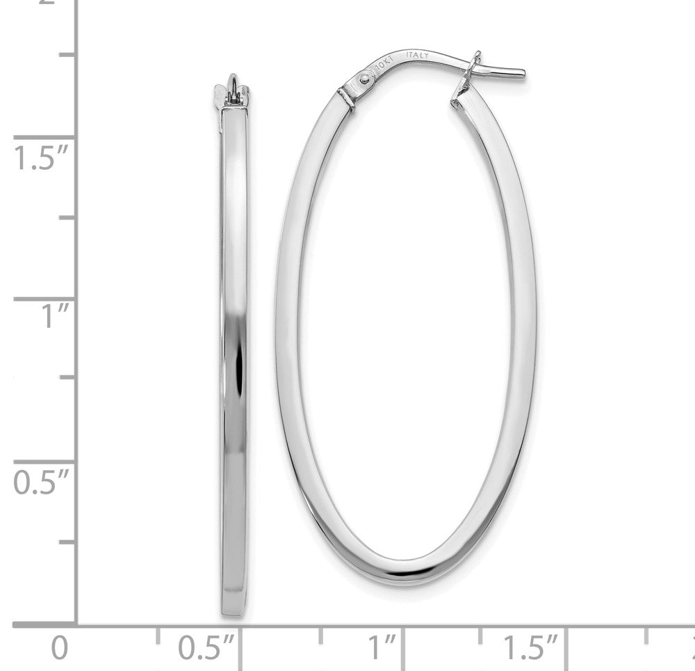 Alternate view of the 2mm Oval Hoop Earrings in 10k White Gold, 41mm (1 5/8 Inch) by The Black Bow Jewelry Co.