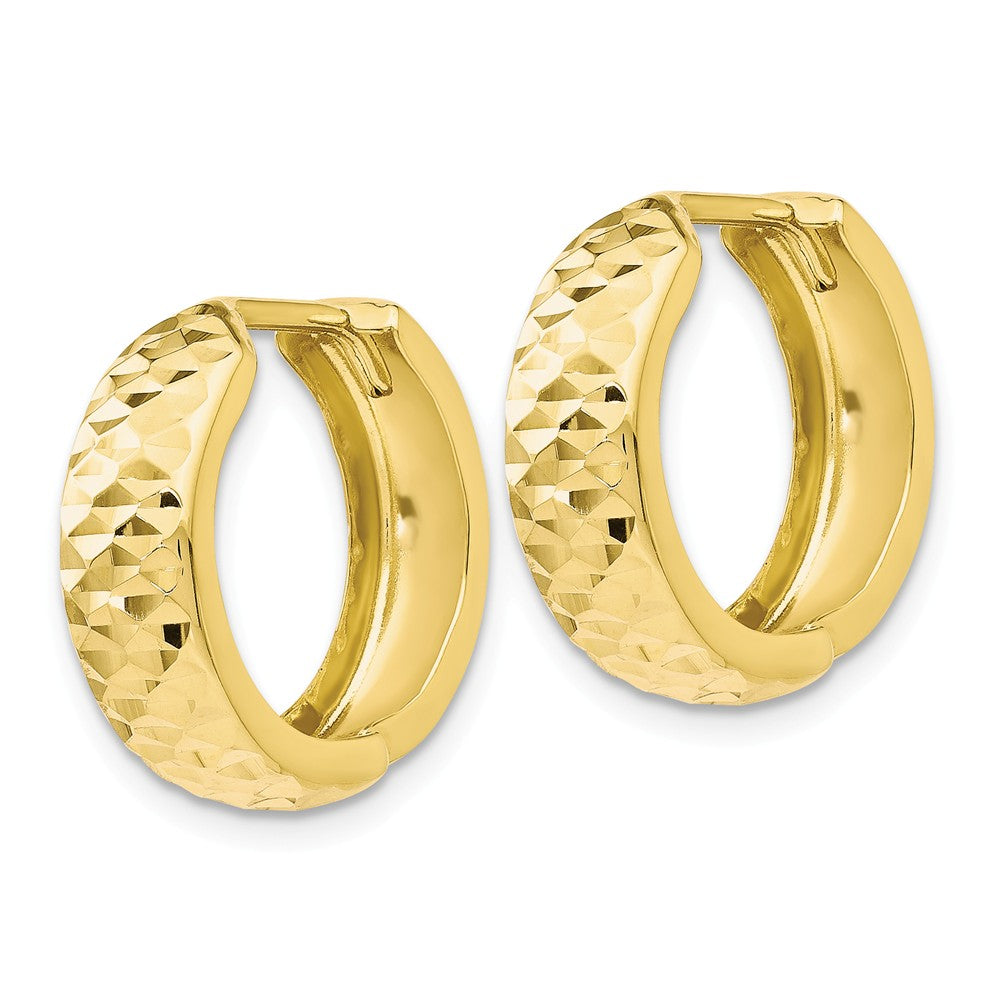 Alternate view of the 5mm 10k Yellow Gold Diamond Cut Hinged Huggie Hoops, 16mm (5/8 Inch) by The Black Bow Jewelry Co.