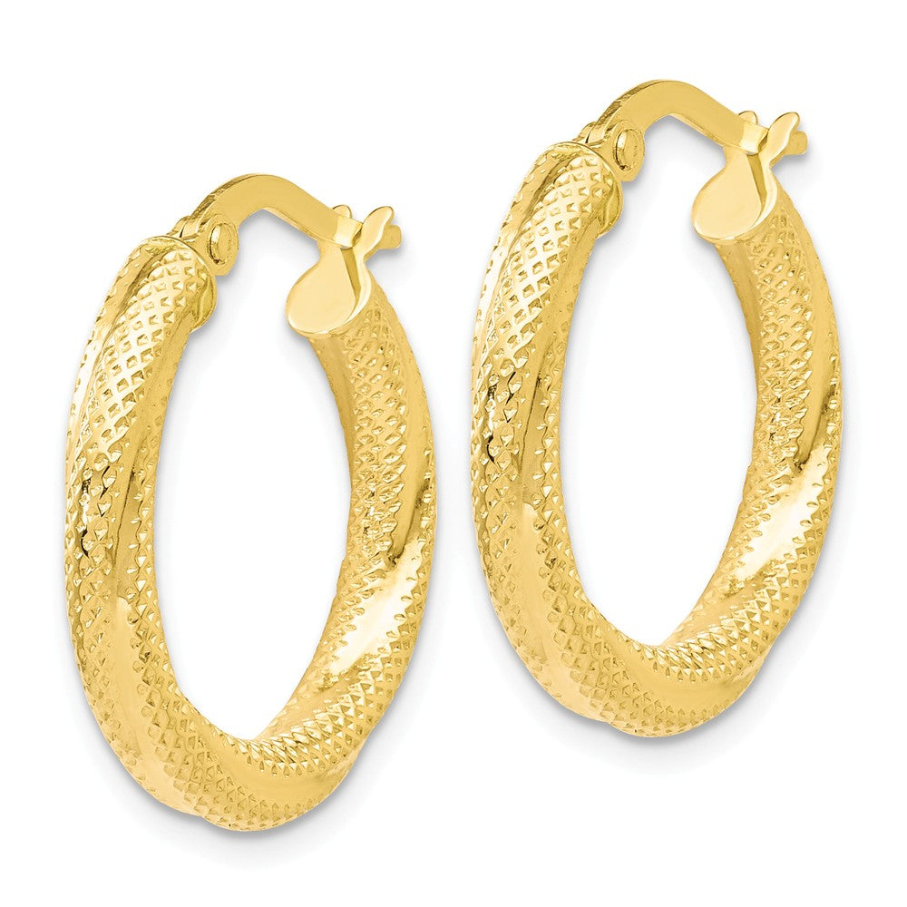 Alternate view of the 3mm Twisted Textured Round Hoops in 10k Yellow Gold, 20mm (3/4 Inch) by The Black Bow Jewelry Co.