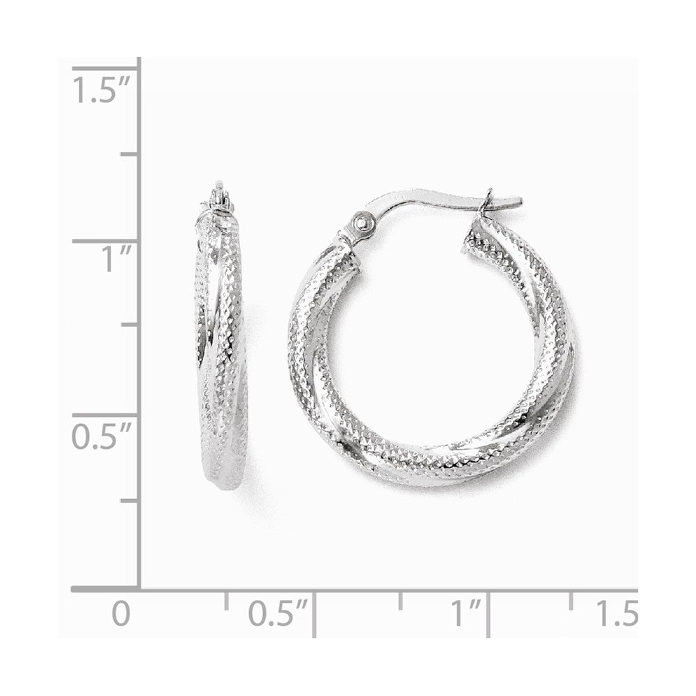 Alternate view of the 3mm Twisted Textured Round Hoops in 10k White Gold, 20mm (3/4 Inch) by The Black Bow Jewelry Co.