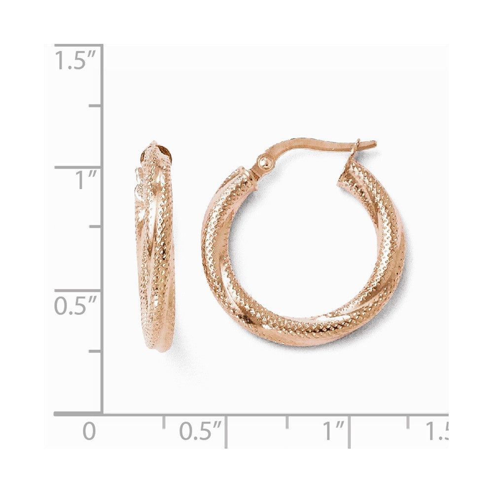 Alternate view of the 3mm Twisted Textured Round Hoops in 10k Rose Gold, 20mm (3/4 Inch) by The Black Bow Jewelry Co.