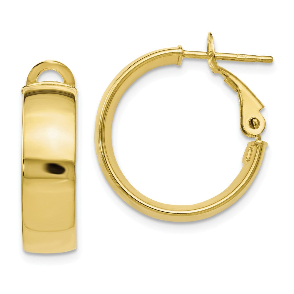 6mm Polished Omega Back Round Hoop Earrings in 10k Yellow Gold, 18mm, Item E12580 by The Black Bow Jewelry Co.