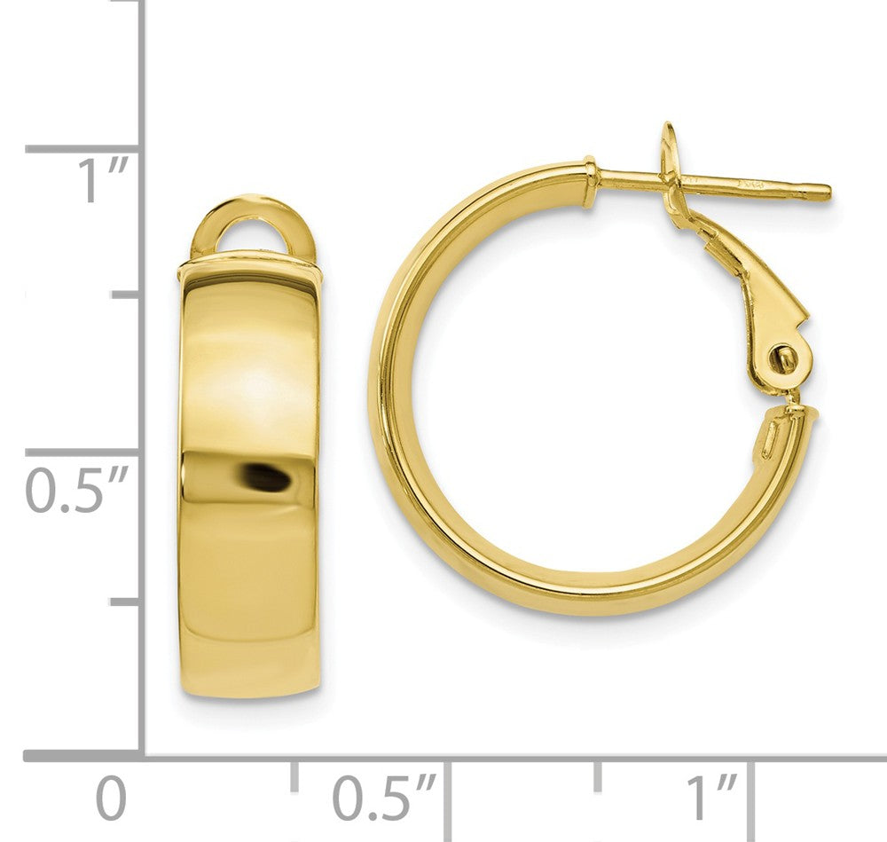 Alternate view of the 6mm Polished Omega Back Round Hoop Earrings in 10k Yellow Gold, 18mm by The Black Bow Jewelry Co.