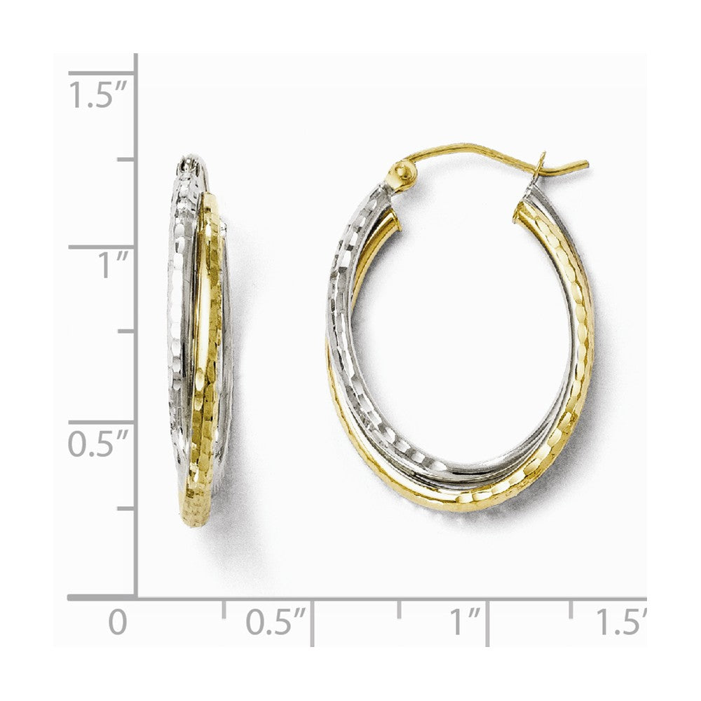 Alternate view of the 4mm Crossover D/C Double Oval Hoop Earrings in 10k Two Tone Gold, 26mm by The Black Bow Jewelry Co.
