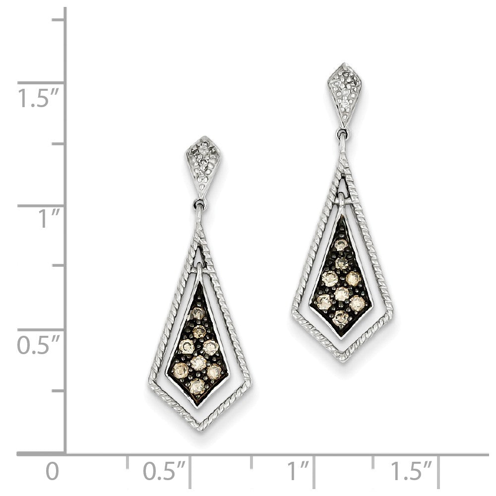 Alternate view of the Champagne &amp; White Diamond Geometric Dangle Earrings in Sterling Silver by The Black Bow Jewelry Co.