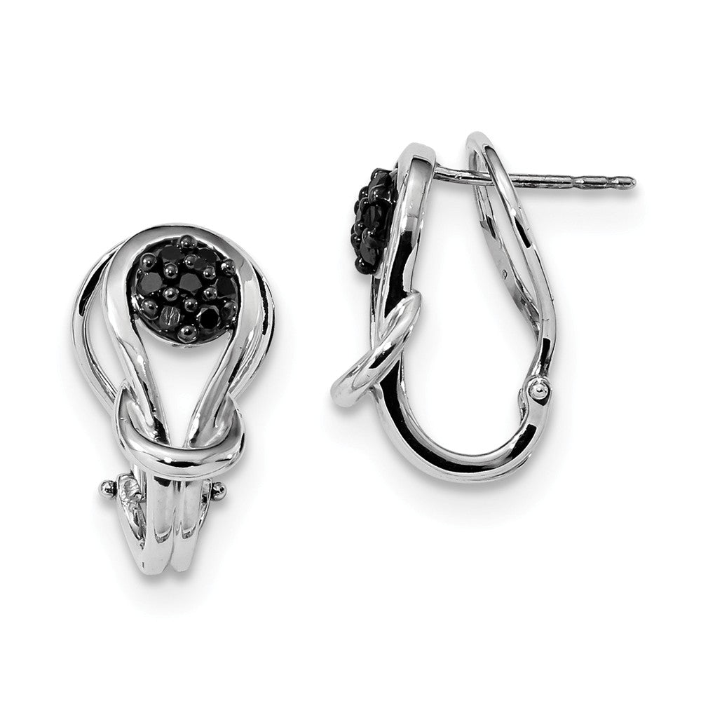 1/4 Ctw Black Diamond Love Knot Omega Back Earrings in Sterling Silver, Item E12716 by The Black Bow Jewelry Co.