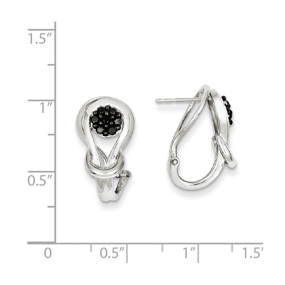Alternate view of the 1/4 Ctw Black Diamond Love Knot Omega Back Earrings in Sterling Silver by The Black Bow Jewelry Co.