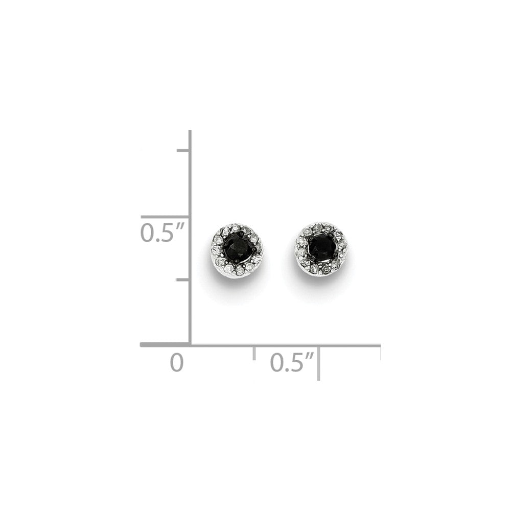 Alternate view of the Black &amp; White Diamond Tiny 5mm Circle Post Earrings in Sterling Silver by The Black Bow Jewelry Co.