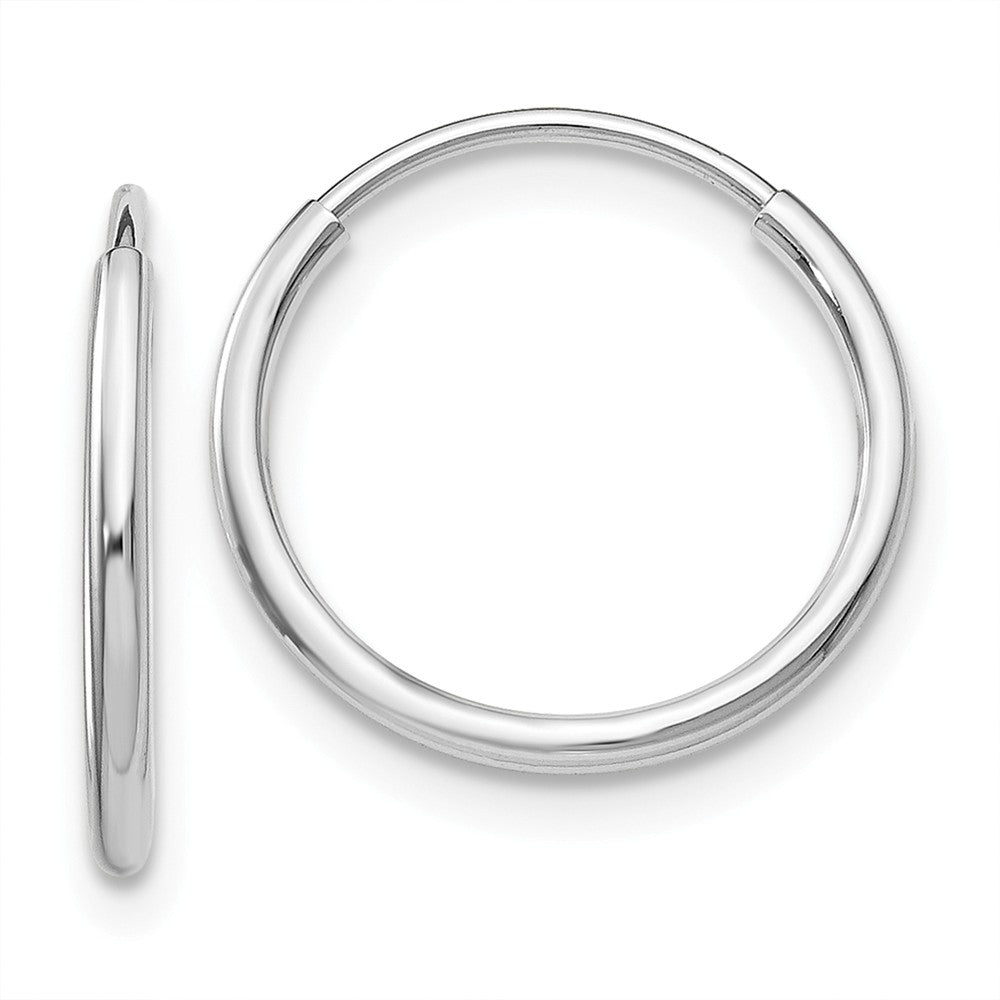 1.2mm x 14mm 14k White Gold Polished Endless Tube Hoop Earrings, Item E13158 by The Black Bow Jewelry Co.