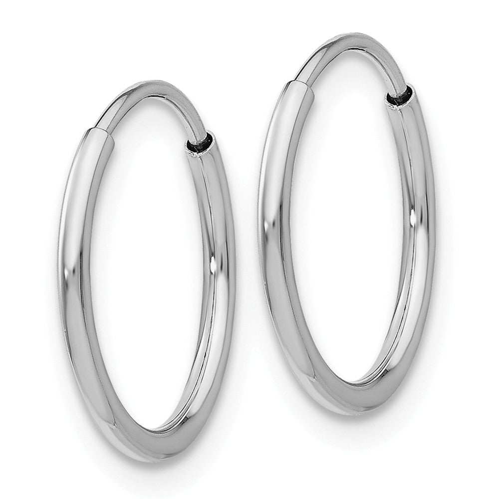 Alternate view of the 1.2mm x 14mm 14k White Gold Polished Endless Tube Hoop Earrings by The Black Bow Jewelry Co.