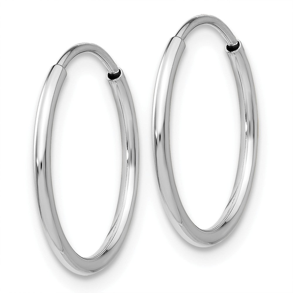 Alternate view of the 1.2mm x 16mm 14k White Gold Polished Endless Tube Hoop Earrings by The Black Bow Jewelry Co.