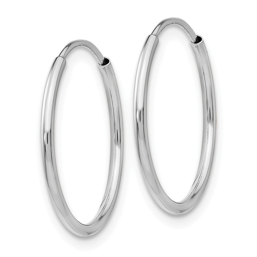 Alternate view of the 1.2mm x 19mm 14k White Gold Polished Endless Tube Hoop Earrings by The Black Bow Jewelry Co.