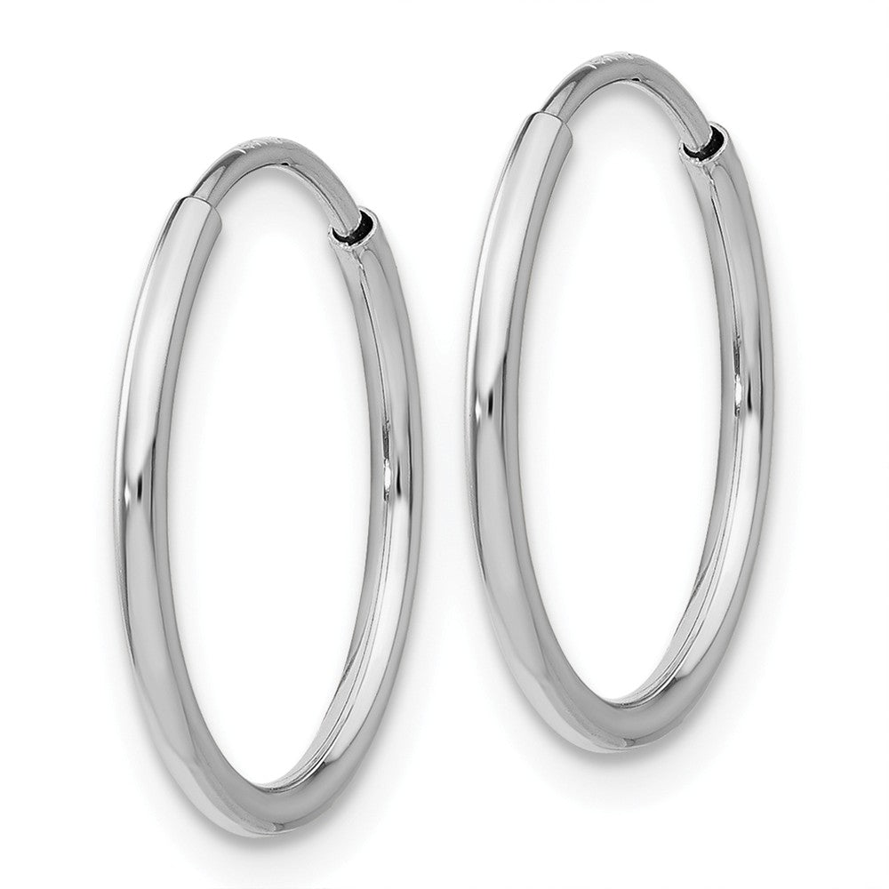 Alternate view of the 1.2mm x 23mm 14k White Gold Polished Endless Tube Hoop Earrings by The Black Bow Jewelry Co.