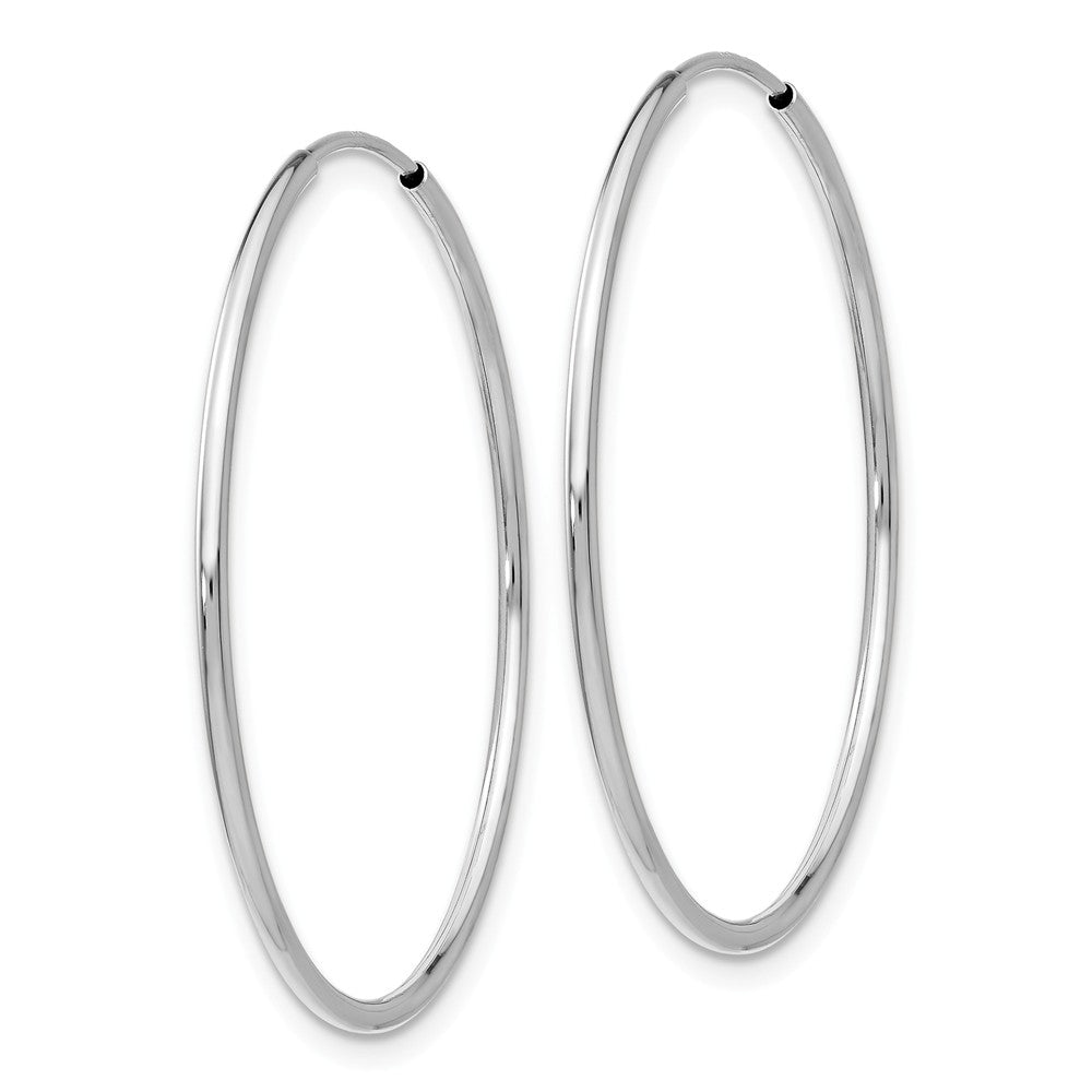 Alternate view of the 1.2mm x 35mm 14k White Gold Polished Endless Tube Hoop Earrings by The Black Bow Jewelry Co.