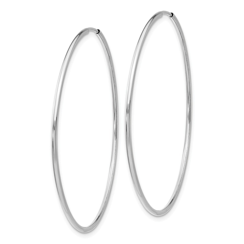 Alternate view of the 1.2mm x 47mm 14k White Gold Polished Endless Tube Hoop Earrings by The Black Bow Jewelry Co.