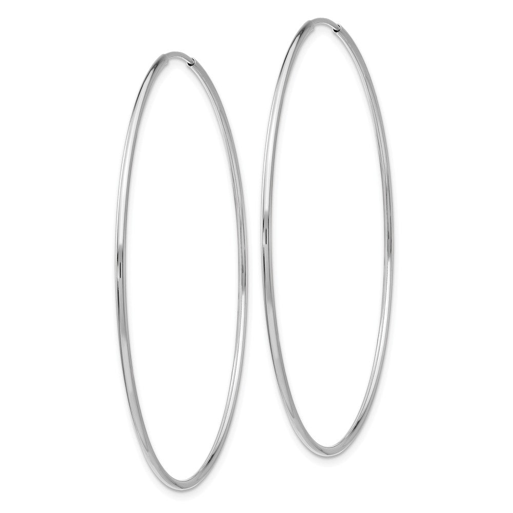 Alternate view of the 1.2mm x 54mm 14k White Gold Polished Endless Tube Hoop Earrings by The Black Bow Jewelry Co.