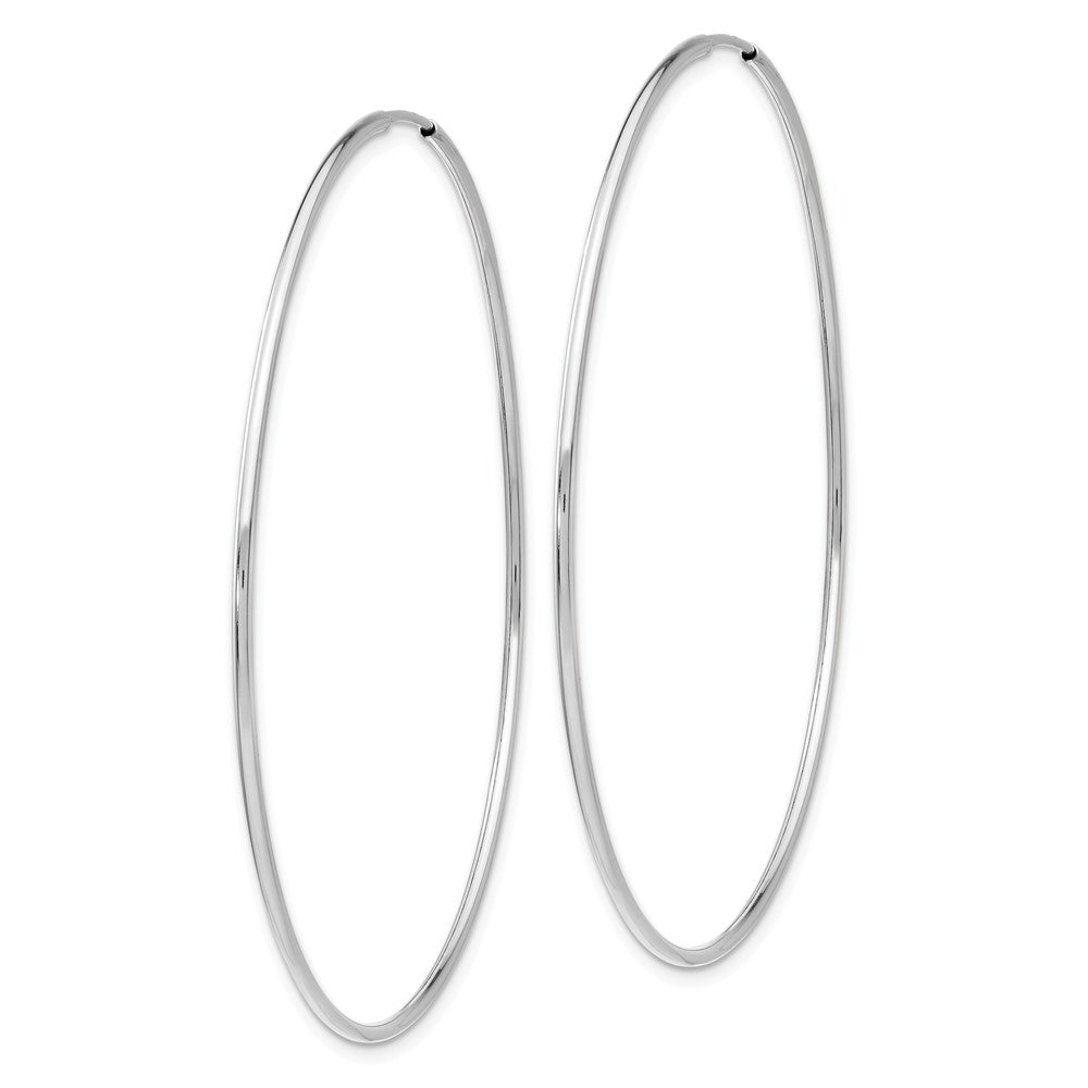 Alternate view of the 1.2mm x 60mm 14k White Gold Polished Endless Tube Hoop Earrings by The Black Bow Jewelry Co.