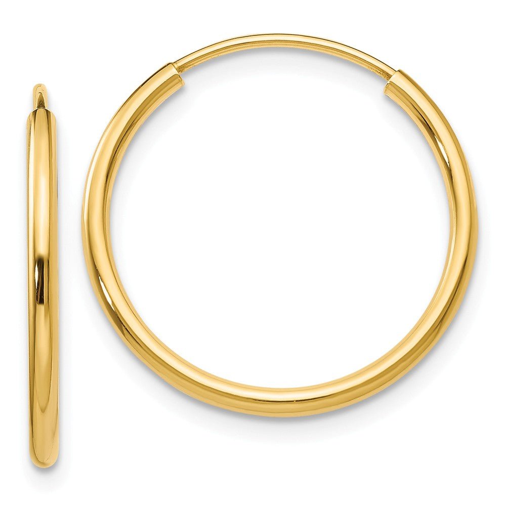 1.5mm x 19mm 14k Yellow Gold Polished Round Endless Hoop Earrings, Item E13170 by The Black Bow Jewelry Co.