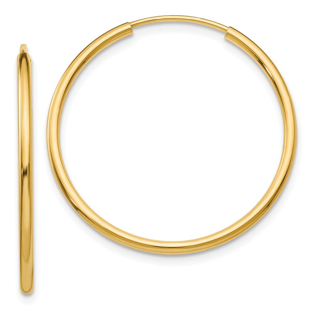 1.5mm x 26mm 14k Yellow Gold Polished Round Endless Hoop Earrings, Item E13172 by The Black Bow Jewelry Co.