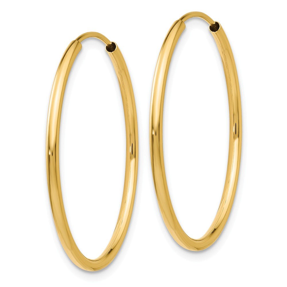 Alternate view of the 1.5mm x 26mm 14k Yellow Gold Polished Round Endless Hoop Earrings by The Black Bow Jewelry Co.