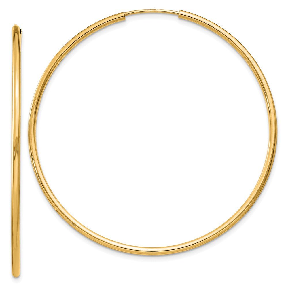 1.5mm x 48mm 14k Yellow Gold Polished Round Endless Hoop Earrings, Item E13176 by The Black Bow Jewelry Co.