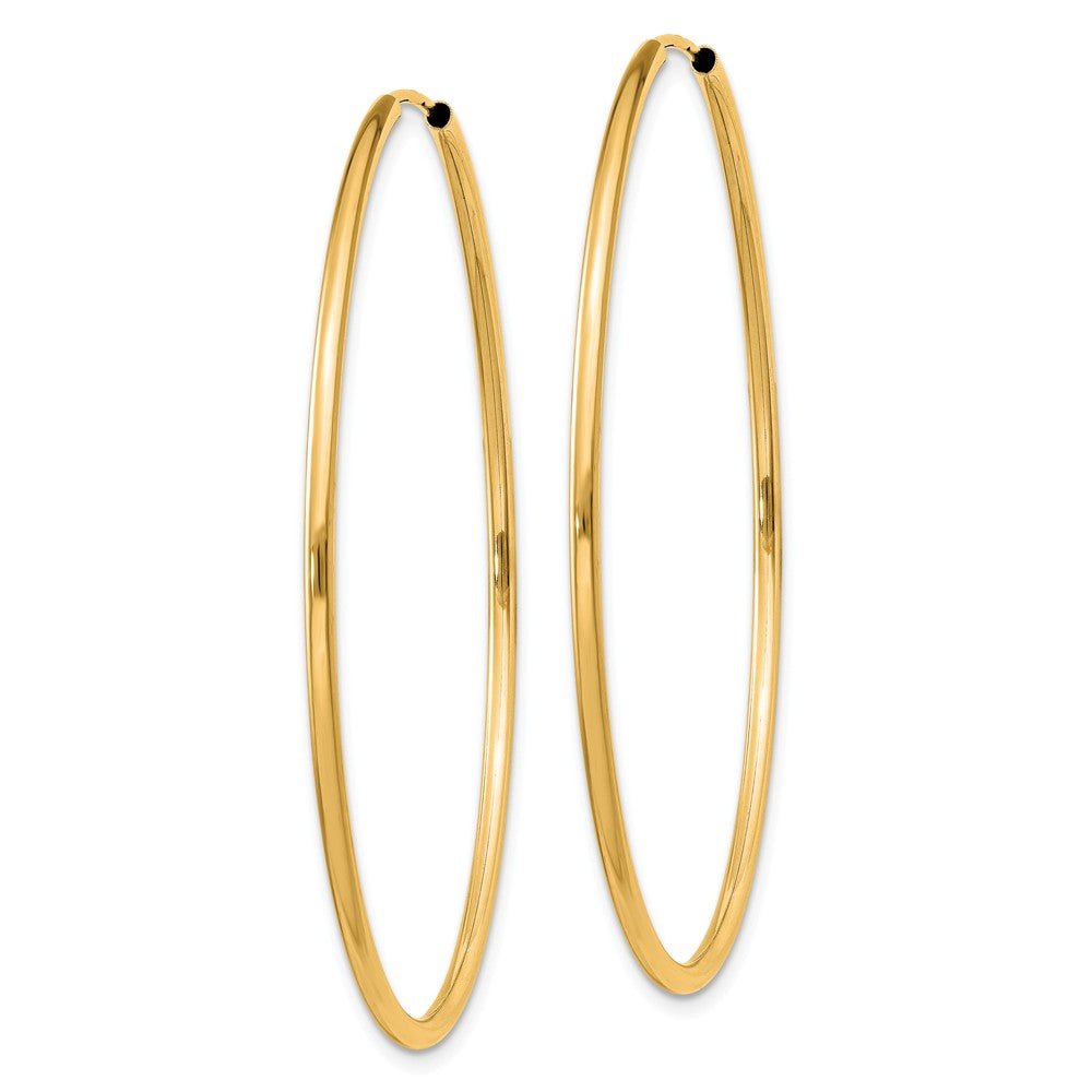 Alternate view of the 1.5mm x 48mm 14k Yellow Gold Polished Round Endless Hoop Earrings by The Black Bow Jewelry Co.