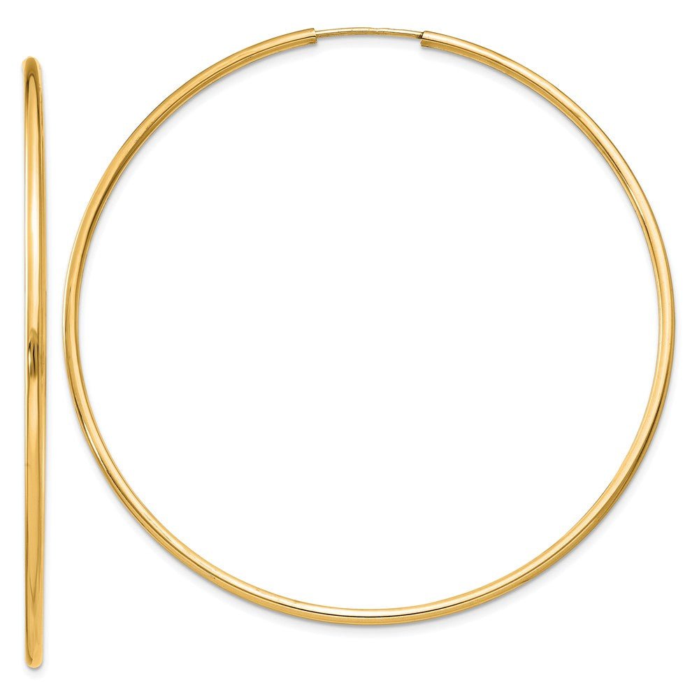 1.5mm x 57mm 14k Yellow Gold Polished Round Endless Hoop Earrings, Item E13178 by The Black Bow Jewelry Co.