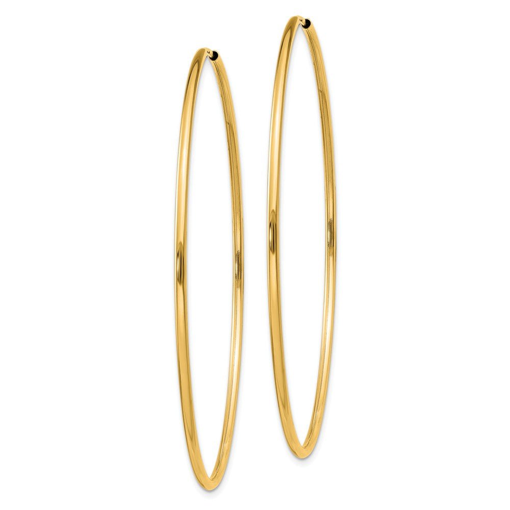Alternate view of the 1.5mm x 57mm 14k Yellow Gold Polished Round Endless Hoop Earrings by The Black Bow Jewelry Co.