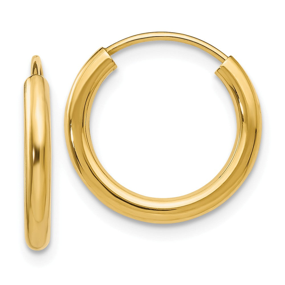 2mm x 15mm 14k Yellow Gold Polished Round Endless Hoop Earrings, Item E13198 by The Black Bow Jewelry Co.