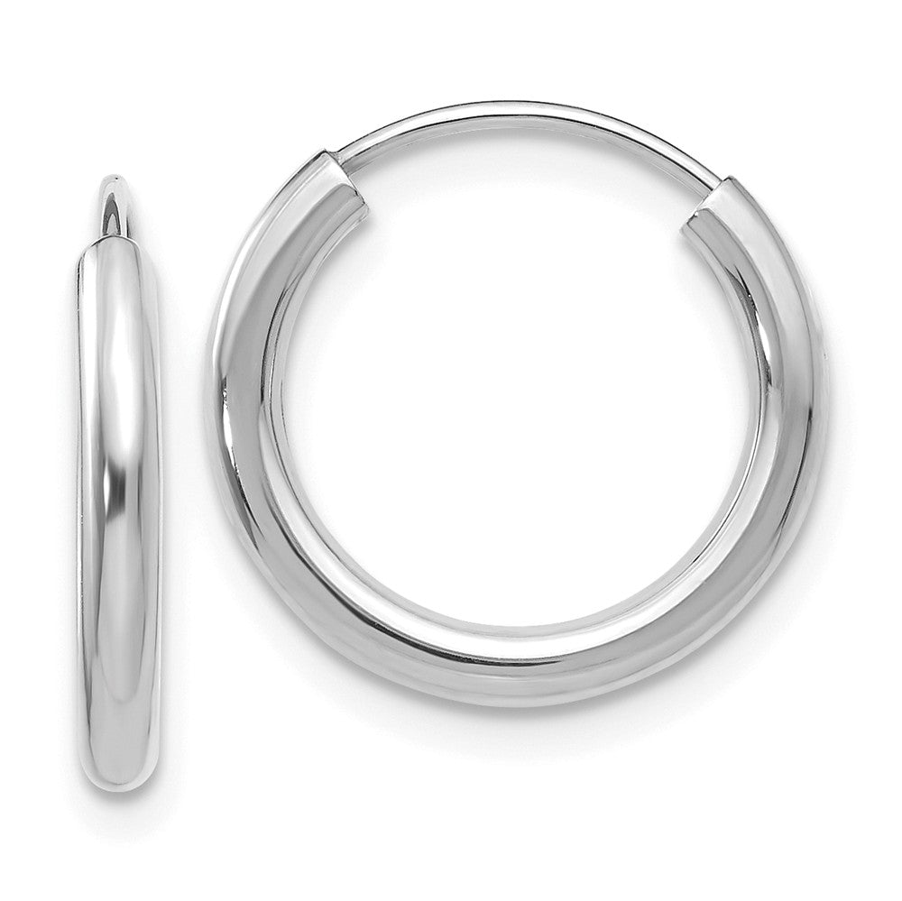 2mm x 16mm 14k White Gold Polished Round Endless Hoop Earrings, Item E13210 by The Black Bow Jewelry Co.