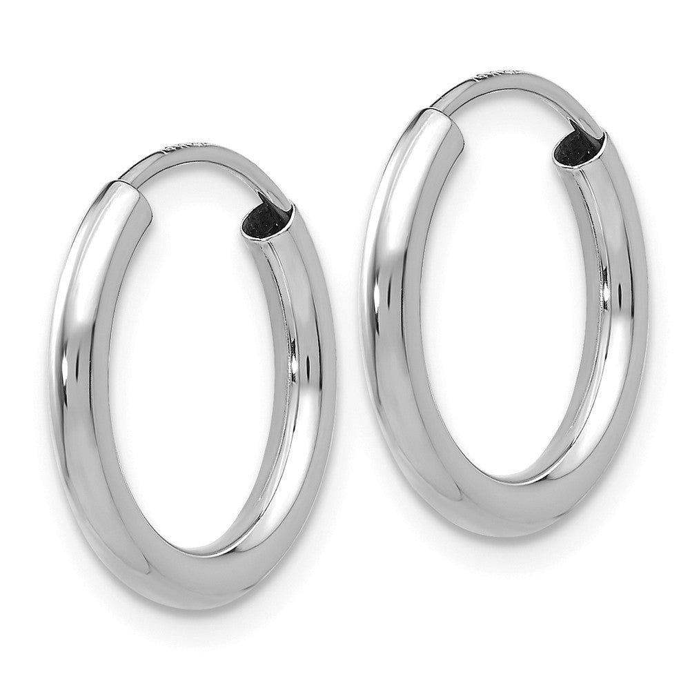 Alternate view of the 2mm x 16mm 14k White Gold Polished Round Endless Hoop Earrings by The Black Bow Jewelry Co.