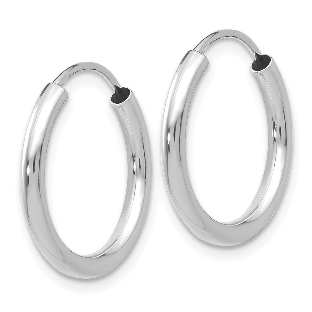Alternate view of the 2mm x 18mm 14k White Gold Polished Round Endless Hoop Earrings by The Black Bow Jewelry Co.