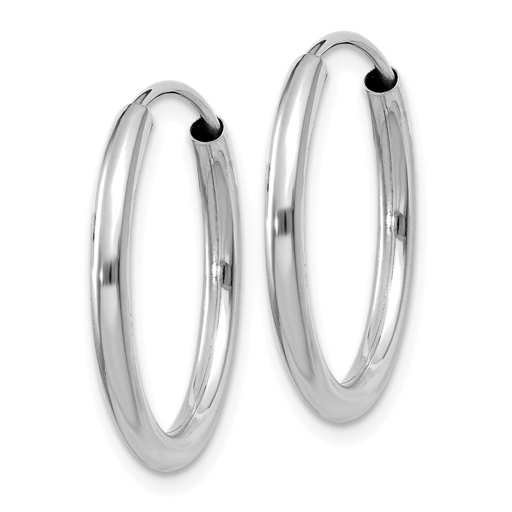 Alternate view of the 2mm x 21mm 14k White Gold Polished Round Endless Hoop Earrings by The Black Bow Jewelry Co.