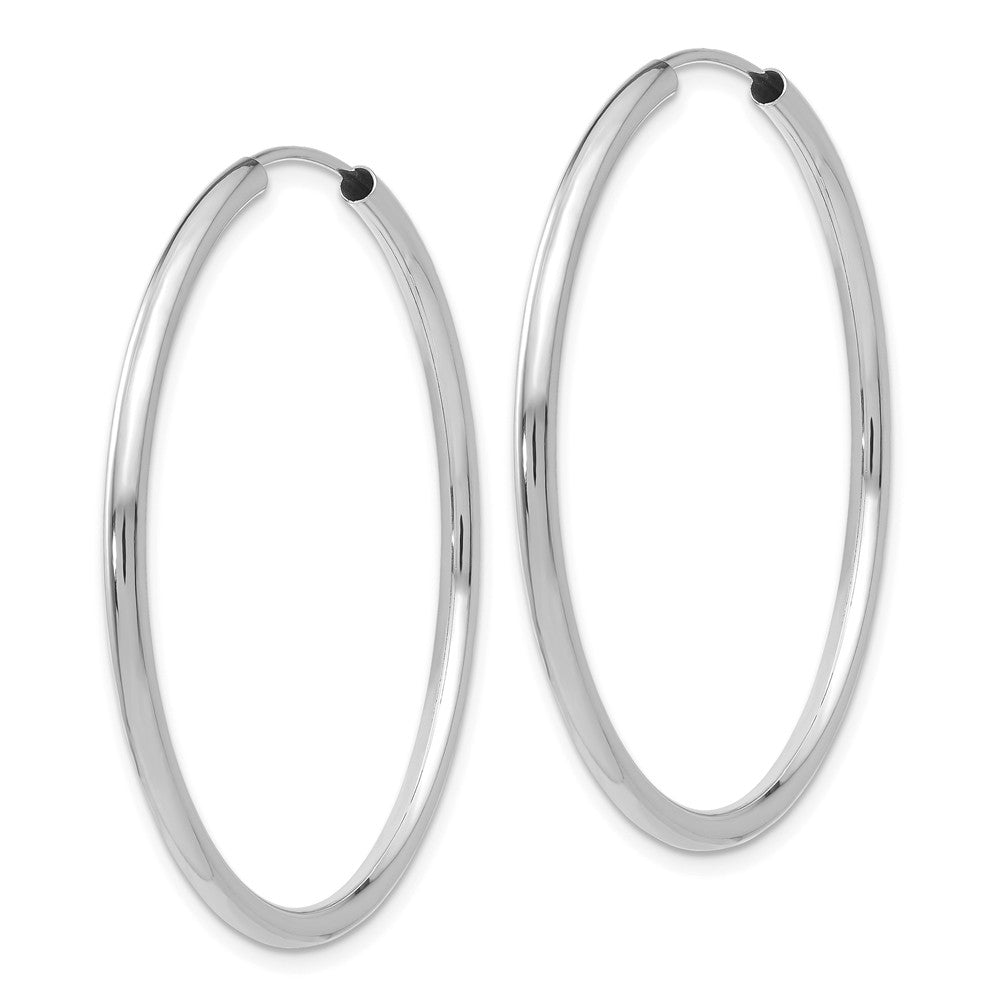 2mm x 37mm 14k White Gold Polished Round Endless Hoop Earrings