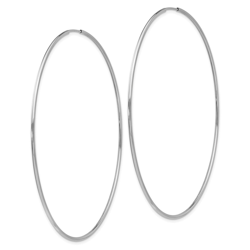 Alternate view of the 1.2mm x 72mm 14k White Gold Polished Endless Tube Hoop Earrings by The Black Bow Jewelry Co.