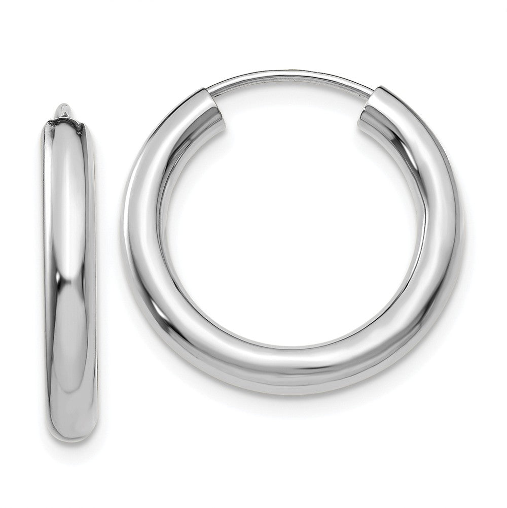 3mm x 20mm 14k White Gold Polished Endless Tube Hoop Earrings, Item E13228 by The Black Bow Jewelry Co.