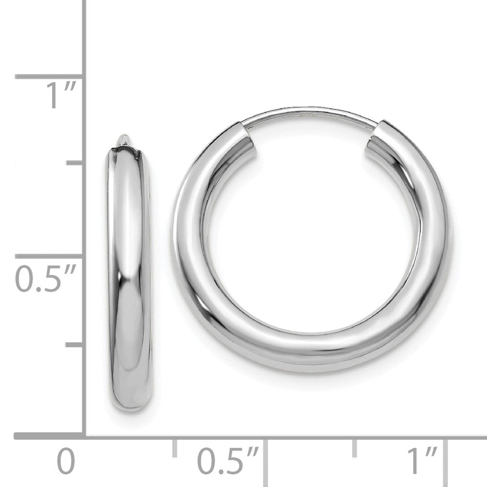 Alternate view of the 3mm x 20mm 14k White Gold Polished Endless Tube Hoop Earrings by The Black Bow Jewelry Co.