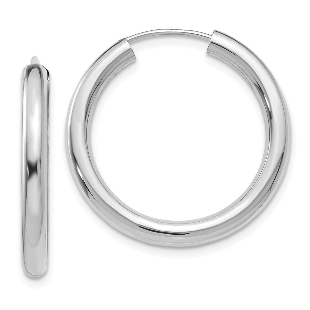 3mm x 25mm 14k White Gold Polished Endless Tube Hoop Earrings, Item E13229 by The Black Bow Jewelry Co.