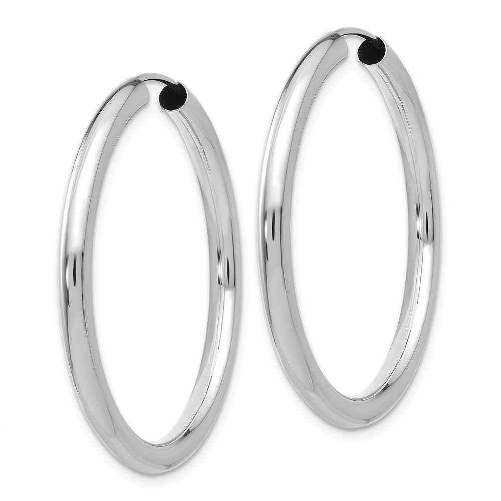 Alternate view of the 3mm x 25mm 14k White Gold Polished Endless Tube Hoop Earrings by The Black Bow Jewelry Co.