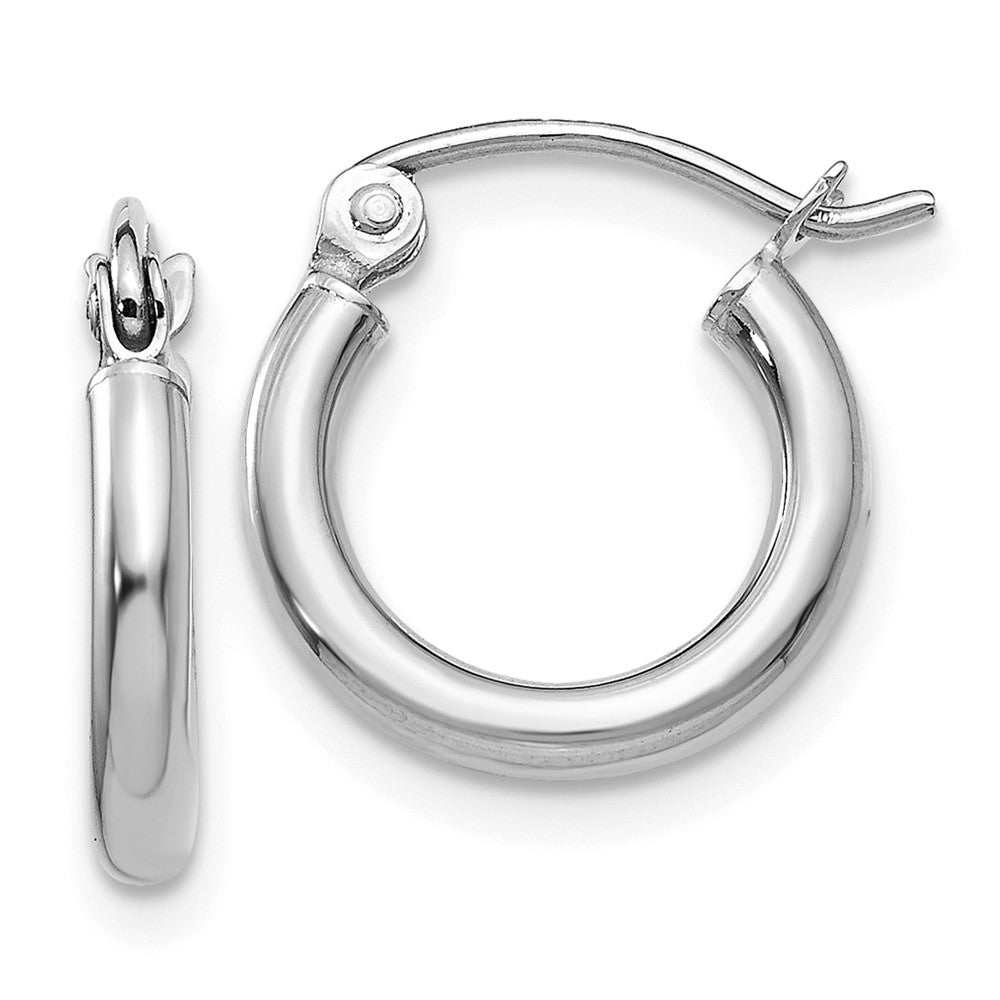 2mm x 12mm 14k White Gold Classic Round Hoop Earrings, Item E13247 by The Black Bow Jewelry Co.