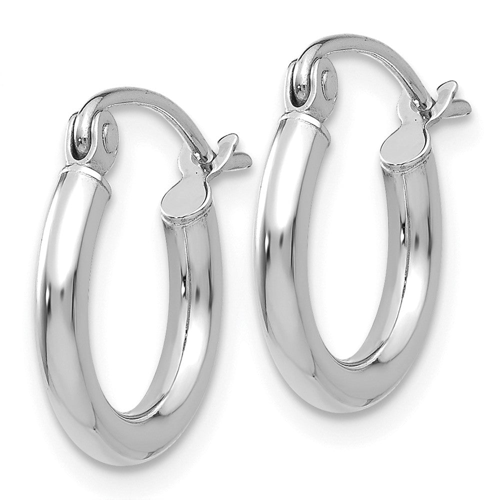 Alternate view of the 2mm x 12mm 14k White Gold Classic Round Hoop Earrings by The Black Bow Jewelry Co.