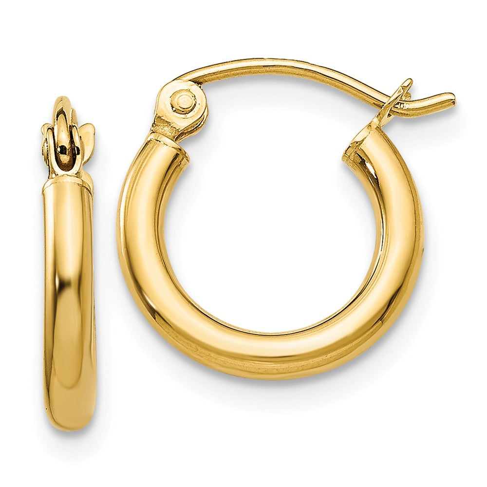 2mm x 12mm 14k Yellow Gold Classic Round Hoop Earrings, Item E13260 by The Black Bow Jewelry Co.