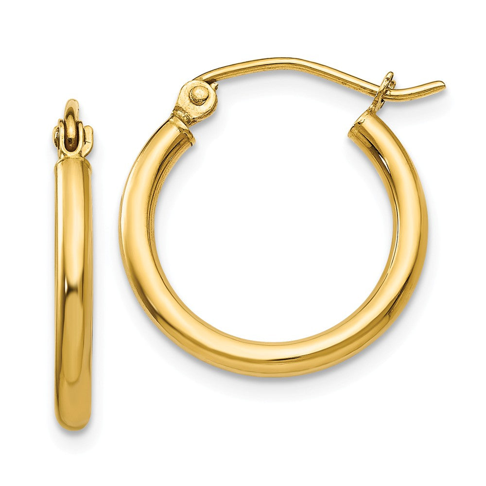 2mm x 17mm 14k Yellow Gold Classic Round Hoop Earrings, Item E13262 by The Black Bow Jewelry Co.