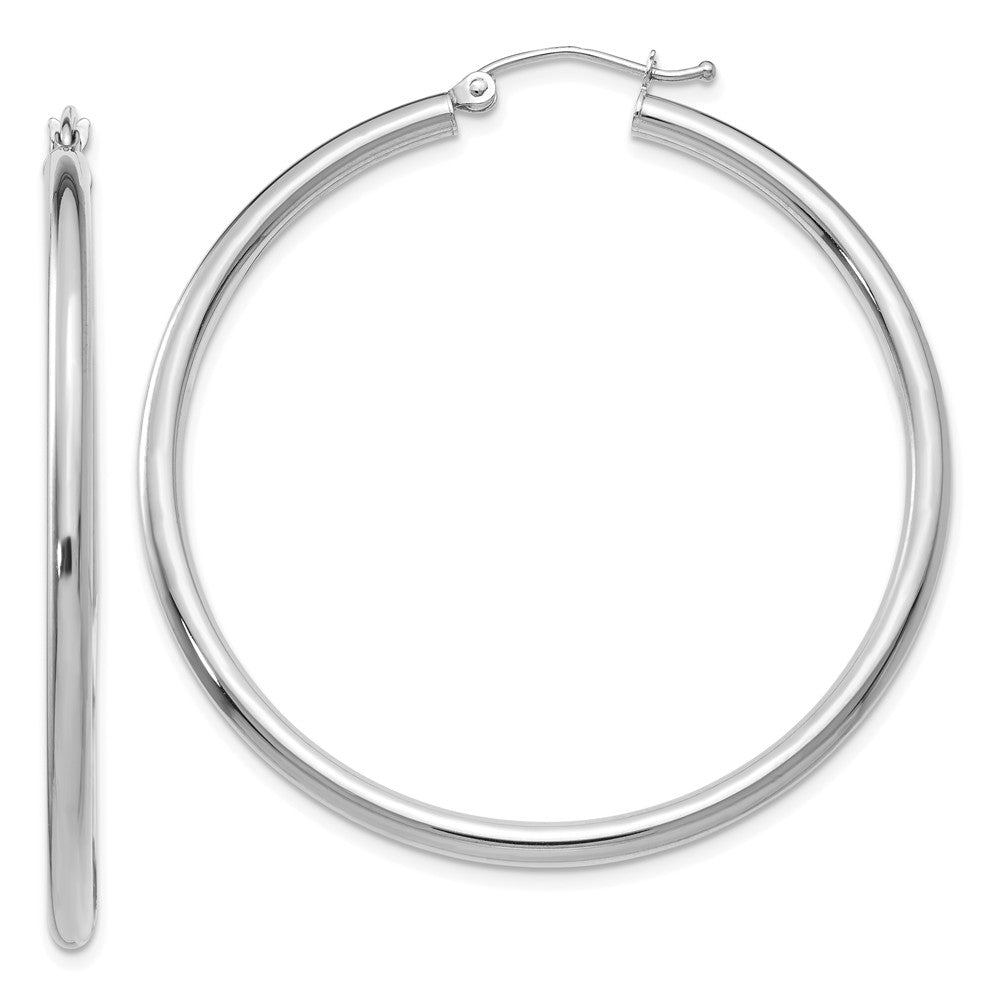 2.5mm x 45mm 14k White Gold Classic Round Hoop Earrings, Item E13278 by The Black Bow Jewelry Co.