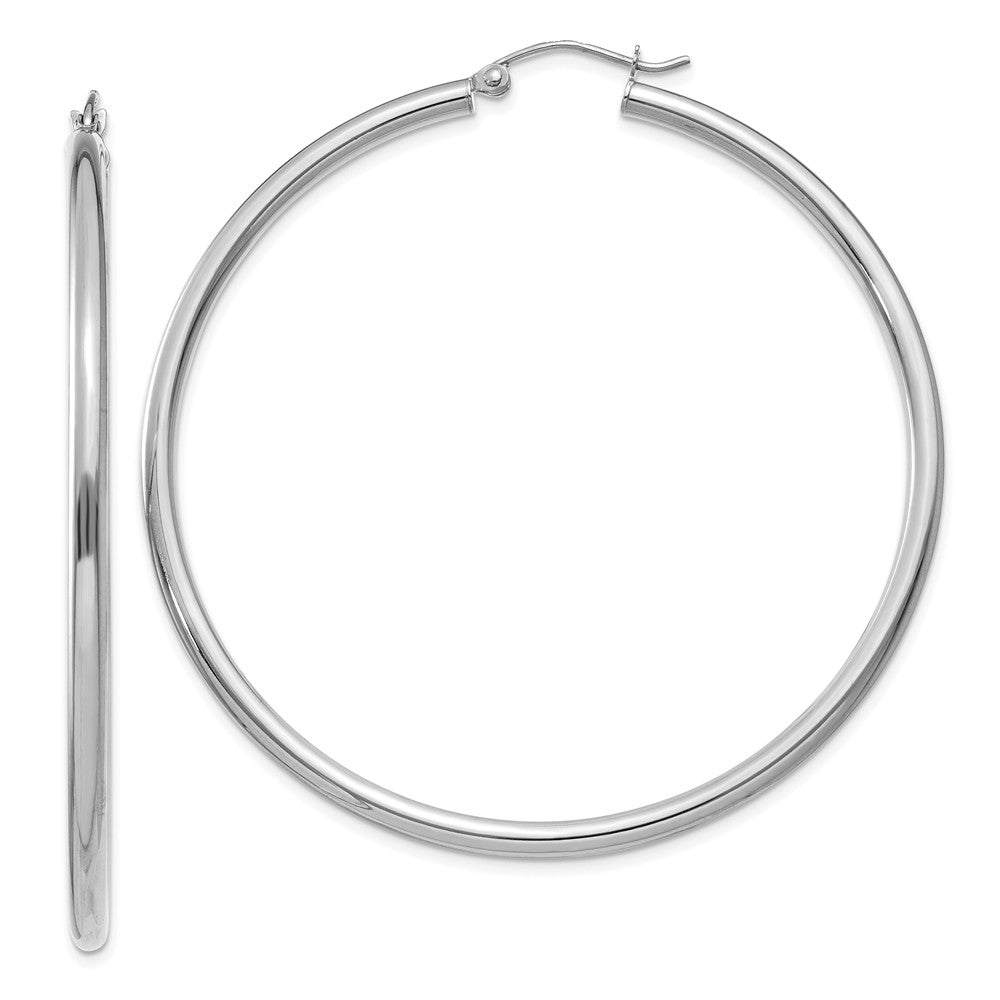 2.5mm x 55mm 14k White Gold Classic Round Hoop Earrings, Item E13280 by The Black Bow Jewelry Co.