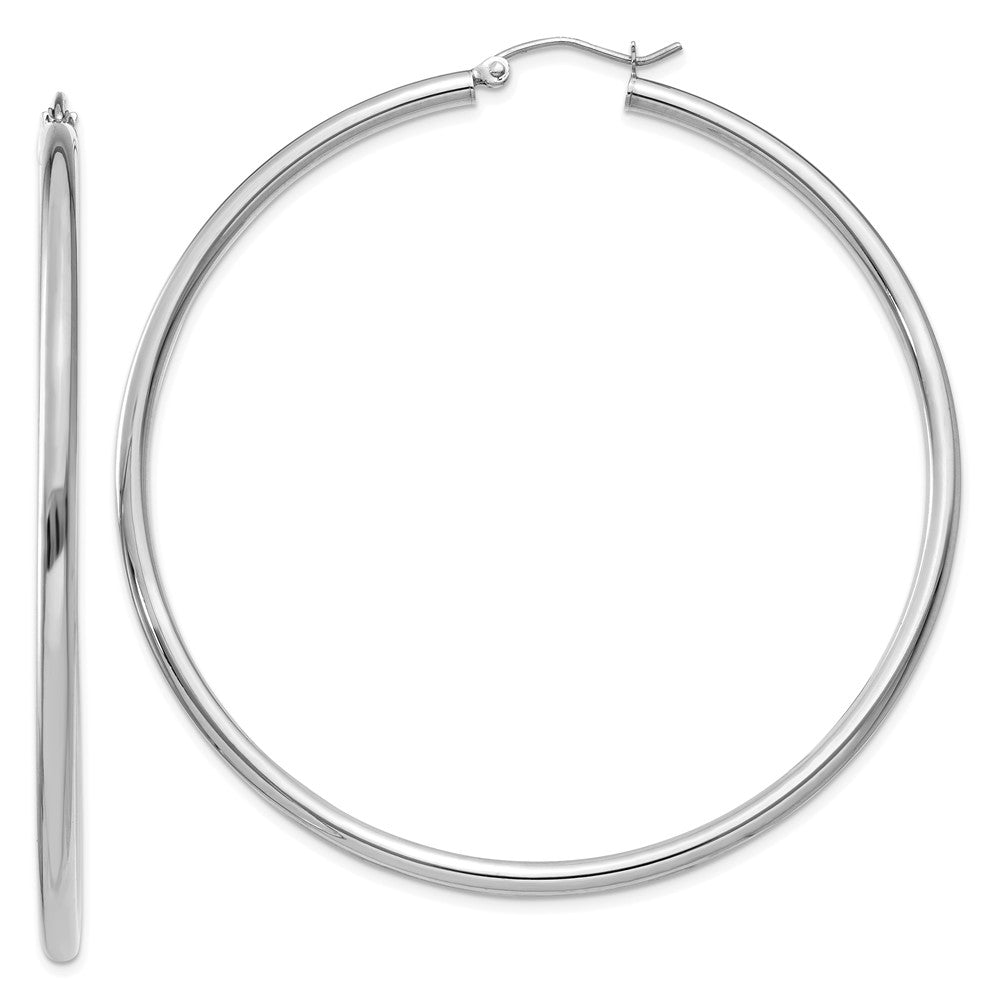 2.5mm x 60mm 14k White Gold Classic Round Hoop Earrings, Item E13281 by The Black Bow Jewelry Co.