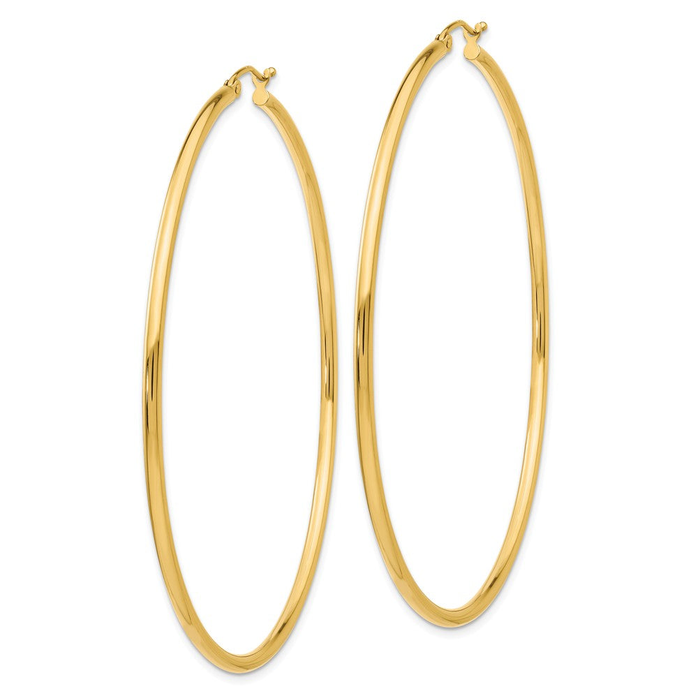 2.5mm x 65mm 14k Yellow Gold Classic Round Hoop Earrings - The Black ...
